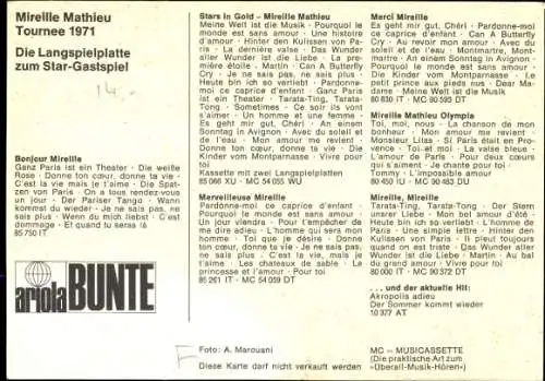 Ak Sängerin Mireille Mathieu, Autogramm, Portrait