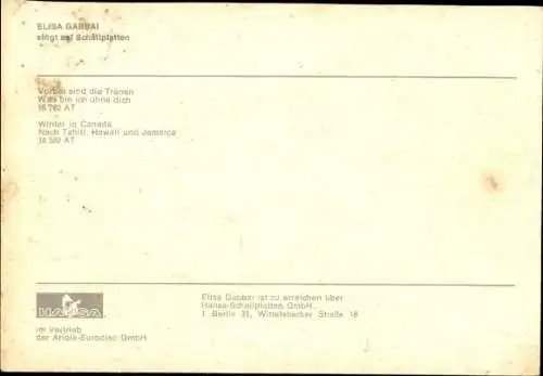 Ak Sängerin Elisa Gabbai, Portrait, Autogramm