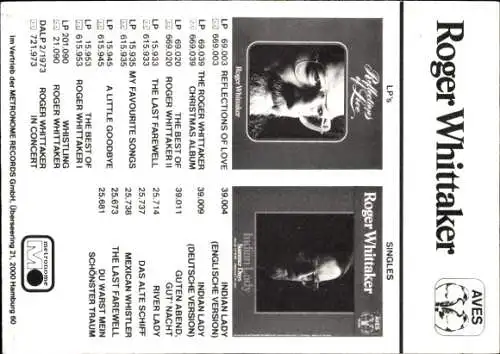 Ak Schauspieler Roger Whittaker, Portrait, Autogramm