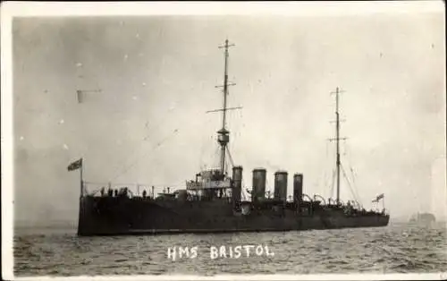 Foto Ak Britisches Kriegsschiff, HMS Bristol