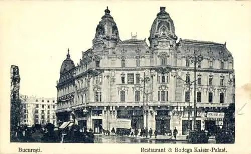 Ak București Bukarest Rumänien, Restaurant und Bodega Kaiser-Palast, Kino Regia