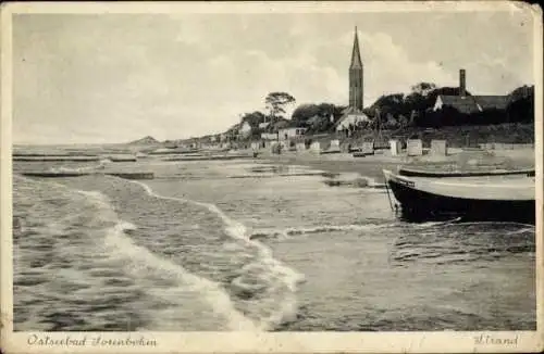 Ak Sarbinowo Ostseebad Sorenbohm Pommern, Strand, Kirchturm