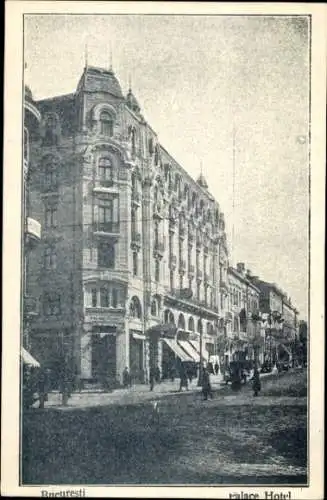 Ak București Bukarest Rumänien, Palace Hotel, Straßenpartie