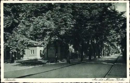 Ak Bünde Nordrhein Westfalen, Neue Kirche, Straße