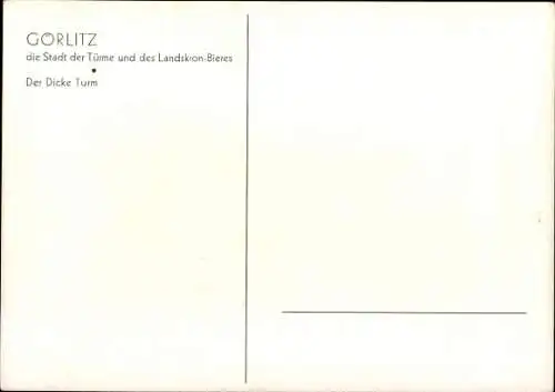 Künstler Ak Görlitz in der Lausitz, Dicker Turm