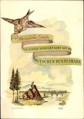 Künstler Ak Heinemann, L., Sonderfahrt mit der Deutschen Bundesbahn