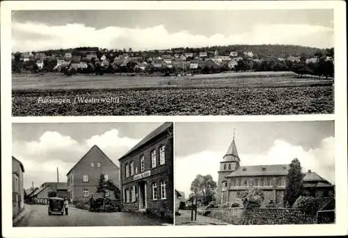 Ak Fussingen Waldbrunn im Westerwald, Gesamtansicht, Kirche