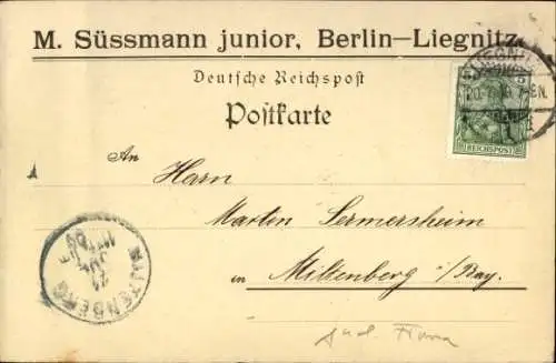 Ak Legnica Liegnitz Schlesien, Firma, M. Süssmann Junior, Berlin-Liegnitz