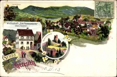 Ak Gereuth Elsass Bas Rhin, Frankenburg, Gasthof Zur Frankenburg, Ort