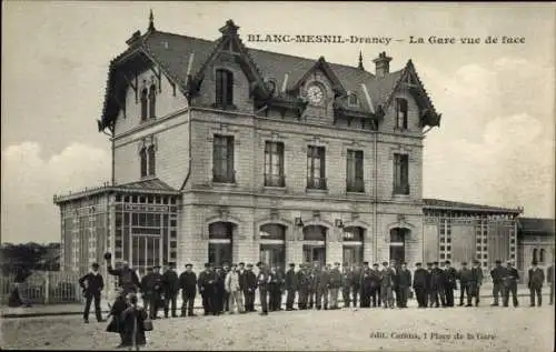 Ak Le Blanc Mesnil Seine Saint Denis, Drancy, Vorderansicht des Bahnhofs