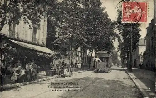 Ak Montrouge Hauts de Seine, Avenue de la République, Bazar du Progres