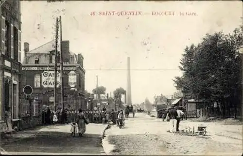 Ak Rocourt Saint Martin Aisne, Gare