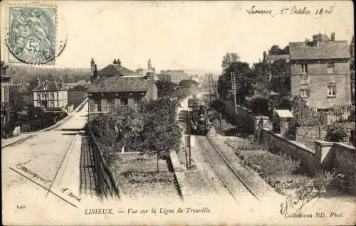 Ak Lisieux Calvados, Blick auf den Bahnhof, Blick auf die Trouville-Linie