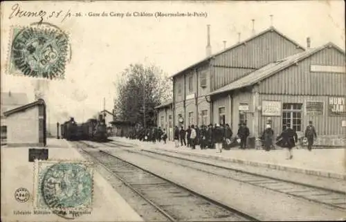 Ak Camp de Châlons Camp de Mourmelon Marne, Bahnhof