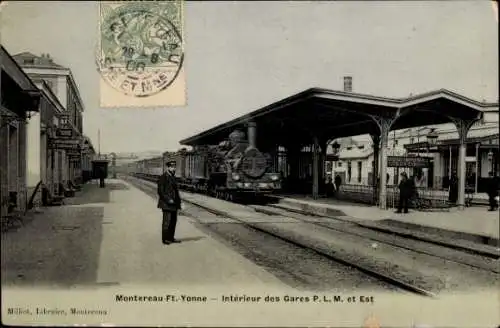 Ak Faille de Montereau Yonne Seine et Marne, Bahnhof, Lokomotive