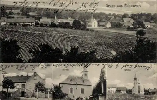 Ak Eckenroth in Rheinland Pfalz, Gesamtansicht, Schule, Kirche