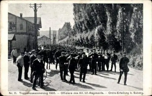 Ak Suberg Kanton Bern, Truppenzusammenzug 1905, Offiziere des XII. Infanterie-Regiments