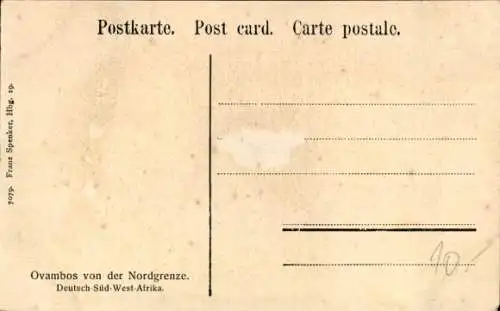 Ak Namibia Deutsch Südwestafrika, Ovambos, Nordgrenze, Afrikaner