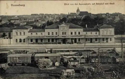 Ak Ronneburg in Thüringen, Agnesstraße, Stadtpanorama, Bahnhof