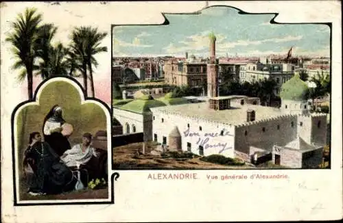 Ak Alexandria Ägypten, Gesamtansicht, Frauen