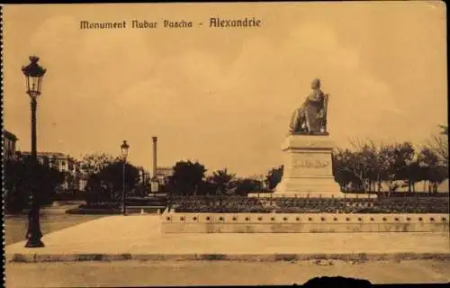 Ak Alexandria Ägypten, Monument Nubar Pascha