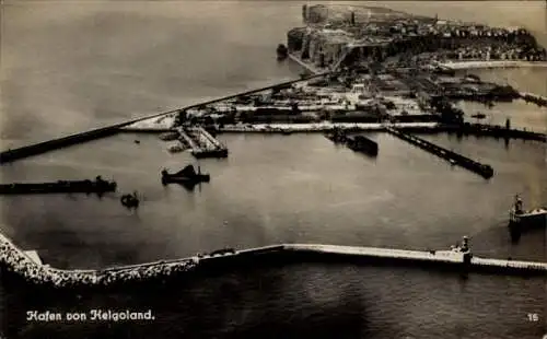 Ak Nordseeinsel Helgoland, Totalansicht, Hafen, Fliegeraufnahme