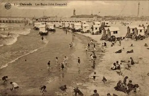 Ak Ostende Ostende Westflandern, Strand, Les Bains