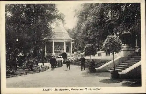 Ak Essen im Ruhrgebiet, Stadtgarten, Musikpavillon, Teilansicht