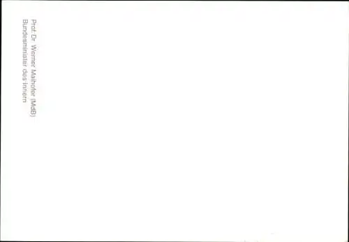 Ak Politiker Werner Maihofer, Bundesminister des Innern, Portrait, Autogramm