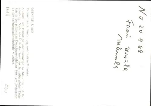 Ak Politikerin Ursula Männle, Portrait, Autogramm