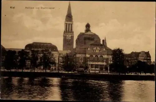 Ak Kiel, Rathaus, Stadttheater