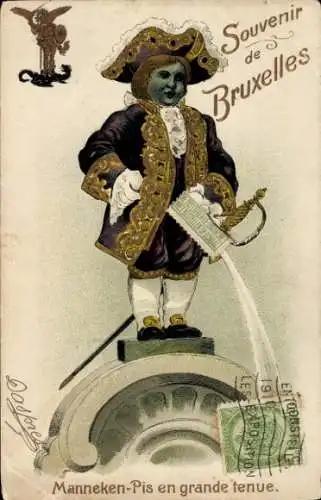 Präge Litho Brüssel Brüssel, Manneken Pis in voller Tracht