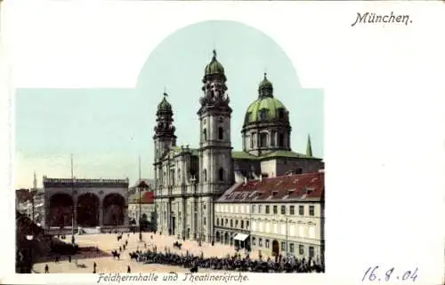 Ak München, Feldherrnhalle, Theatinerkirche