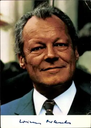 Ak Willy Brandt, Von 1969 bis 1974 vierter Bundeskanzler der BRD, Portrait, Autogramm