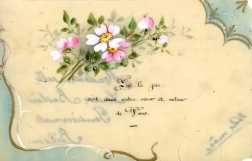 Zelluloid Ak Heckenrosenblüten