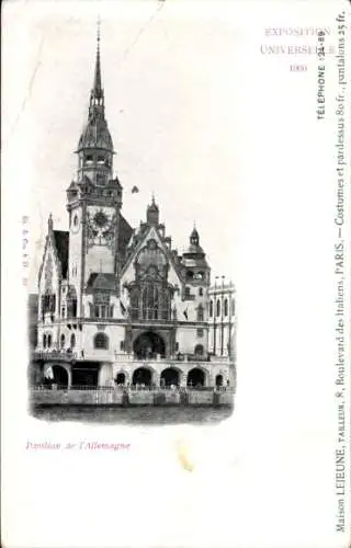 Ak Paris, Weltausstellung 1900, Deutschland-Pavillon