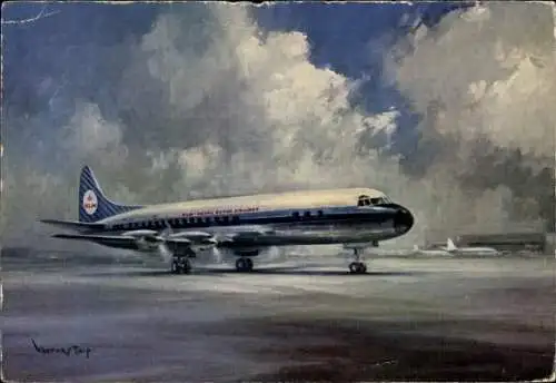 Künstler Ak Niederländisches Passagierflugzeug, KLM, Lockheed Prop-Jet Electra