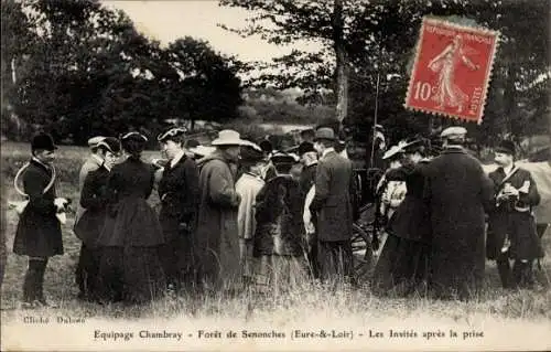 Ak Chambray Eure, Crew, Foret de Senonches, Die Gäste nach der Gefangennahme