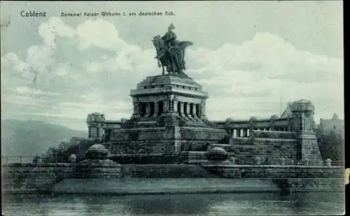 Ak Koblenz am Rhein, Deutsches Eck, Denkmal, Kaiser Wilhelm I.