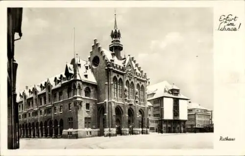 Ak Erfurt in Thüringen, Rathaus, Winteransicht