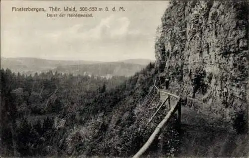 Ak Finsterbergen Friedrichroda im Thüringer Wald, Unter der Hainfelswand