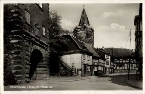 Ak Mühlhausen in Thüringen, Frauentor, Kirchturm