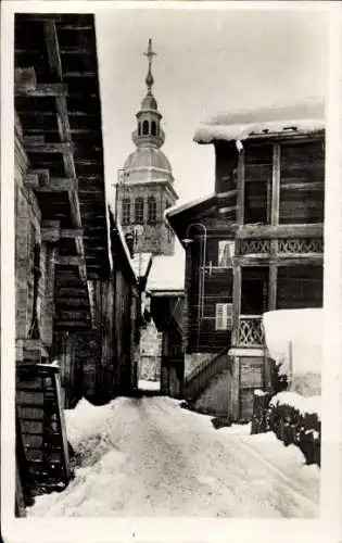 Ak Le Grand Bornand Haute Savoie, Vieille Rue, Winter