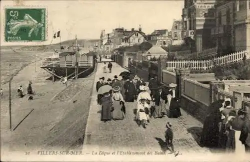 Ak Villers sur Mer Calvados, Digue, Etablissement des Bains