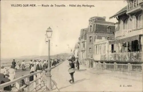 Ak Villers sur Mer Calvados, Route de Trouville, Hotel des Herbages