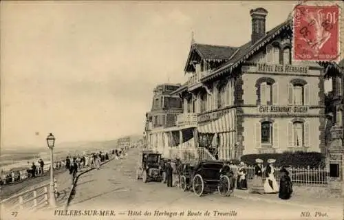 Ak Villers sur Mer Calvados, Hotel des Herbages, Route de Trouville