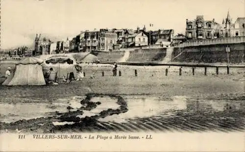 Ak Villers sur Mer Calvados, Plage a Maree basse