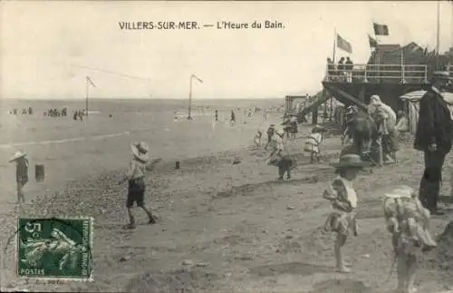 Ak Villers sur Mer Calvados, l'Heure du Bain