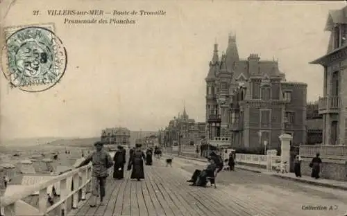 Ak Villers sur Mer Calvados, Route de Trouville, Promenade des Planches