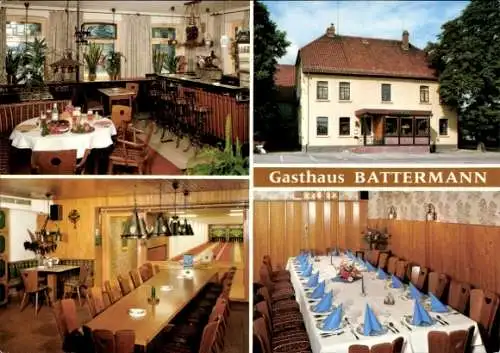 Ak Wennigsen am Deister, Gasthaus Battermann, Außenansicht, Bar, Kegelbahn, Speiseraum